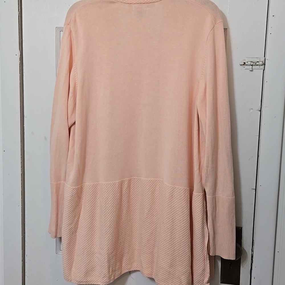 Falls CREEK WOMENS Peach Open-Front Cardigan Sweater SIDE SLITS 2X 3X GuC - Picture 6 of 6